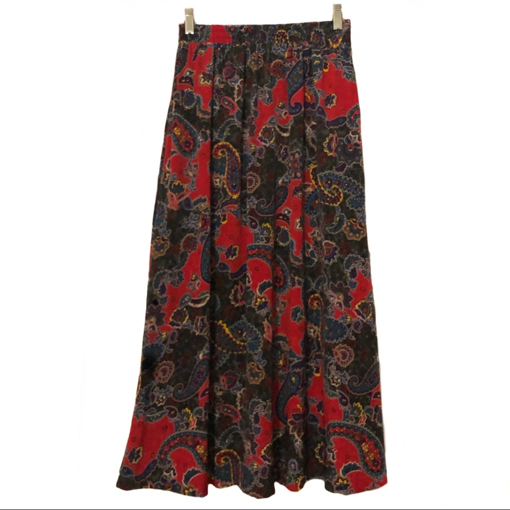 Vintage! Paisley Boho Printed Midi Skirt Summer